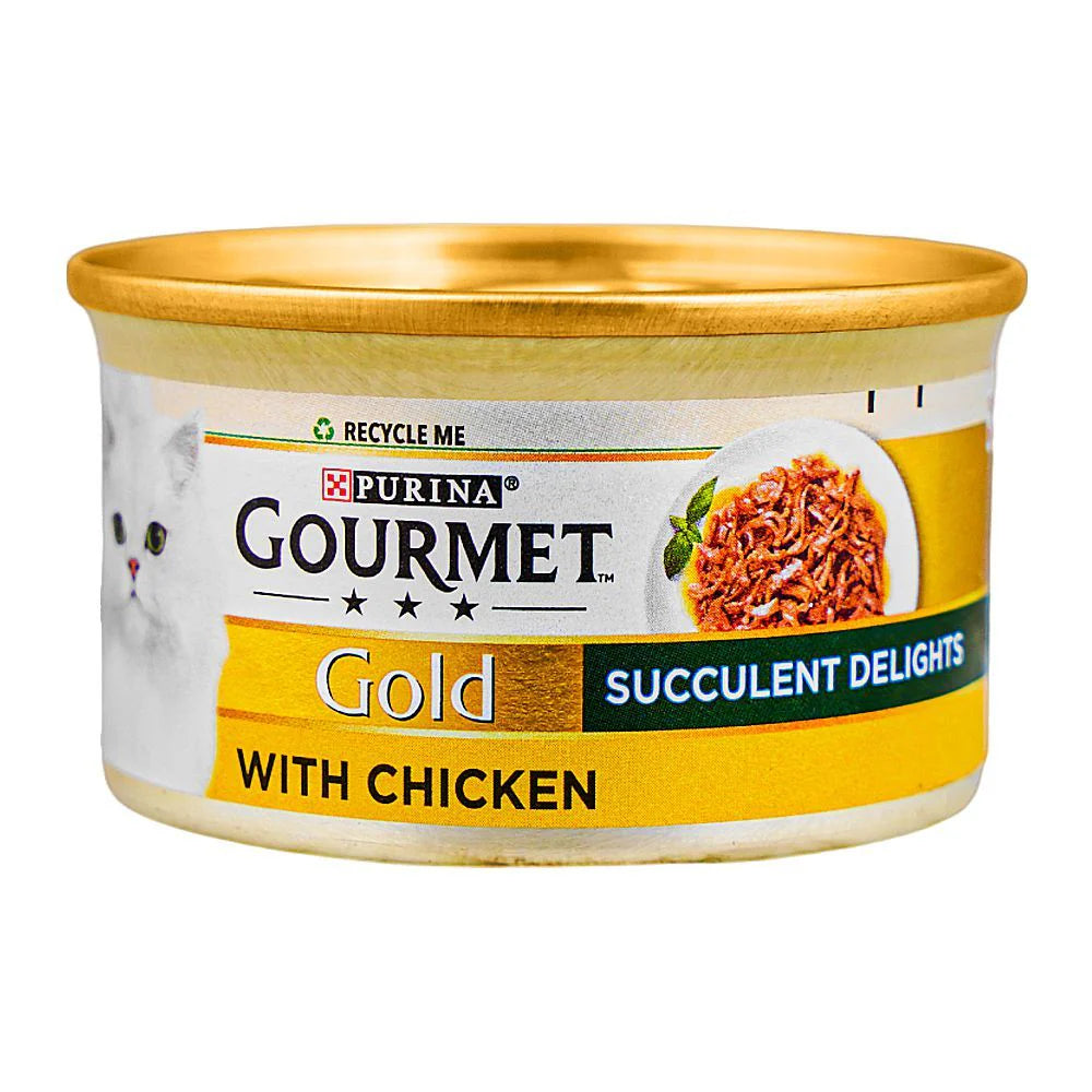 979353209d447ce670008fd850e5d3a3.jpg Gourmet Gold Tin Succulent Delights With Chicken 85g - Image 1