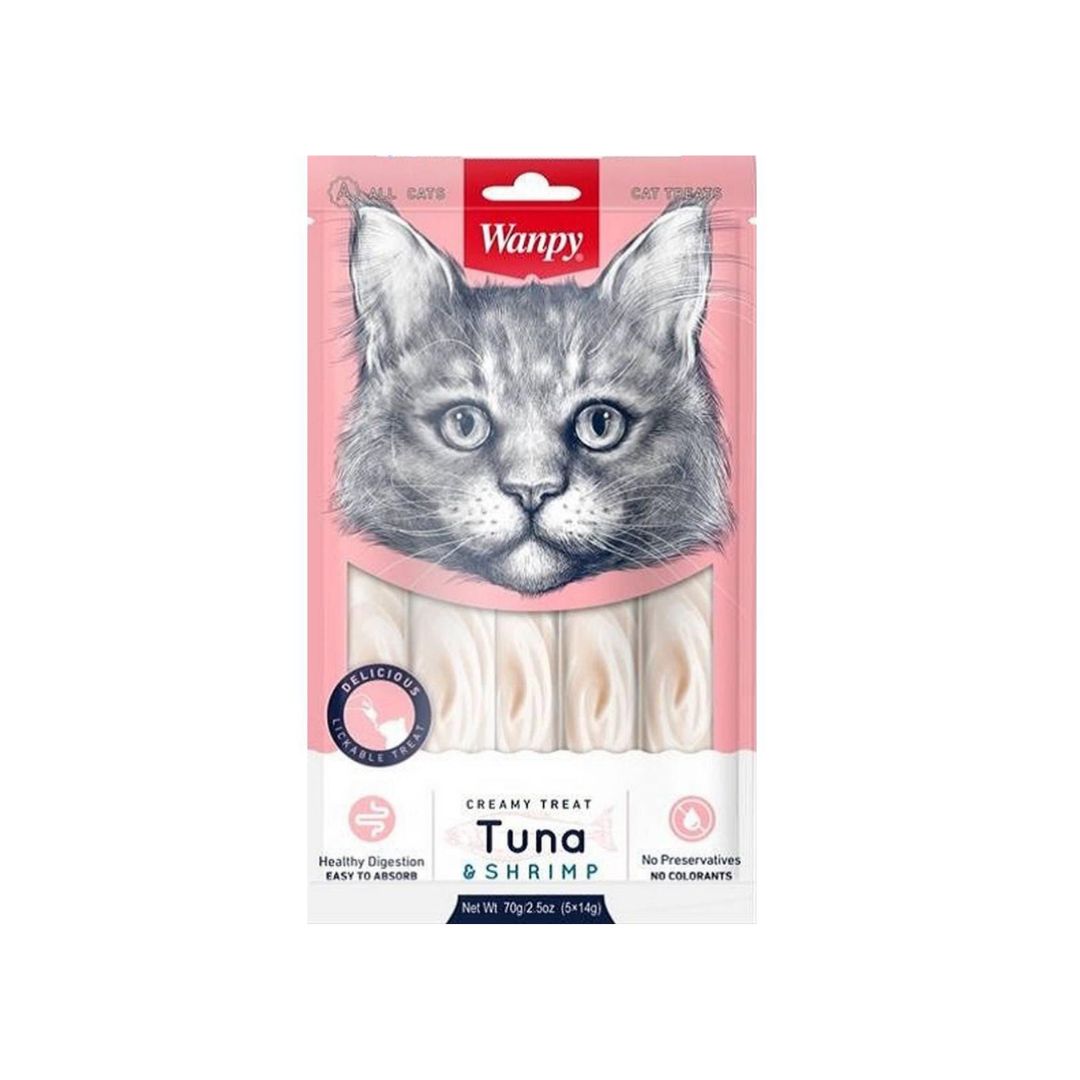 b082a153ef445c0ad2376cd117c9735f_537bfdcb-889d-4846-bb38-eb39d23e1426.jpg Wanpy Creamy Treat Tuna & Shirmp 70g - Image 1