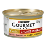 Gourmet Gold Chunks In Gravy With Salmon & Chicken 85g