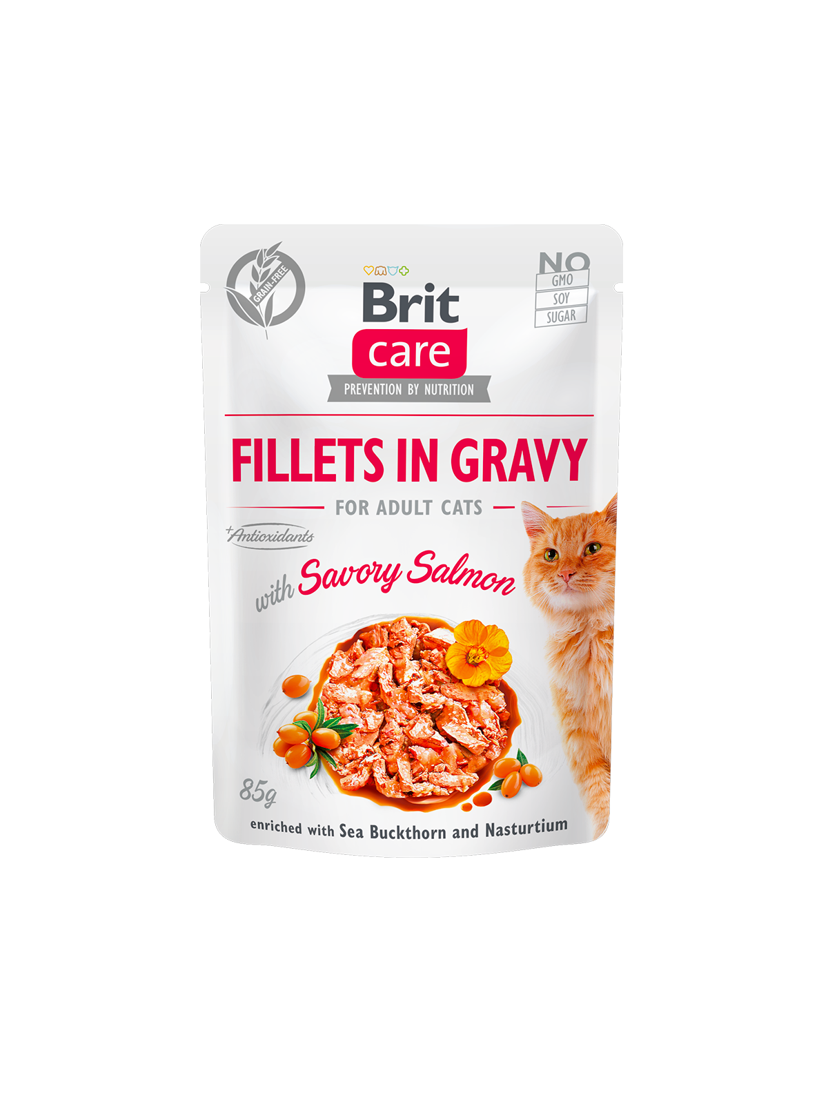 eb72557a501f4ba14e443ce2079328db.png Brit Care Cat Pouch SAVORY SALMON in Gravy - Image 1